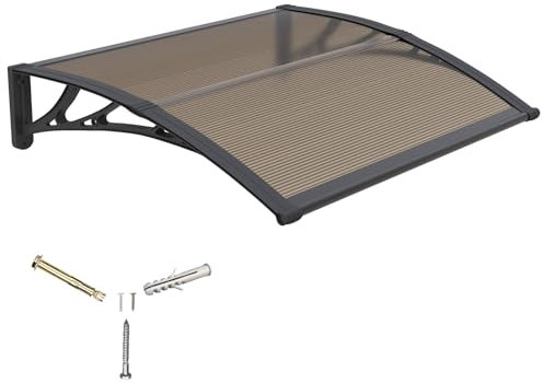 Auvent de Porte d'entrée 80x100cm Toit Marquise en Polycarbonate Porte Résistante Toit Abri Protection Contre La Pluie et UV