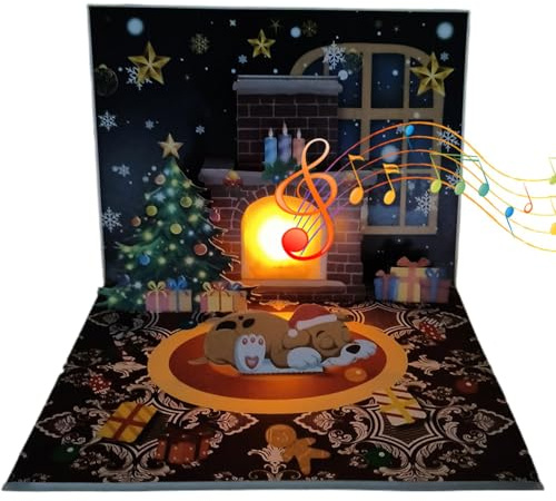 Weihnachtskarte, Frohe Weihnachtskarte mit Licht und Musik, handgemachte Weihnachtsmann Projektionskarte, Kamin Segen Karte, Weihnachtskarte mit Licht und Sound, Weihnachtsmann Projektion