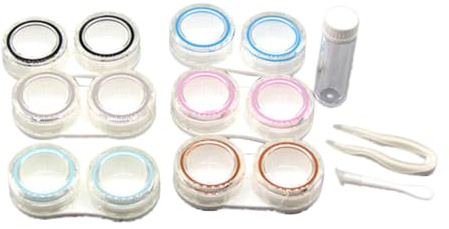 Ipetboom 6 Piezas Caja de Almacenamiento para Lentes de Contacto Estuche para Lentes Transparente de Unidades con Pinzas y Ventosa Contenedor de Hogar y Viajes