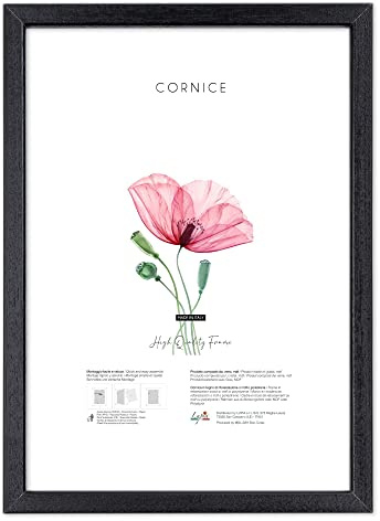 Lupia Cornice per Poster da Parete 40x60 cm Nera, Portafoto in Legno Optical, per Stampe Artistiche, Foto, Quadri, Diplomi e Documenti, Verticale o Orizzontale, Made in Italy