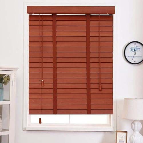 XFZJCHAP Horizontale Jalousien für Fenster Venezianische Schatten Holz, natürliche Holzjalousien, anpassbare horizontale Jalousien, 50 -mm -Likevorhänge, Fensterläden (Größe: 110x150 cm/43x59in)
