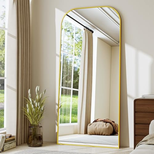 BEAUTYPEAK Espejo de pie con marco minimalista de 180 x 70 cm, espejo de cuerpo completo para montaje en pared o de pie, lente irrompible, espejo de pared grande para dormitorio, pasillo, salón