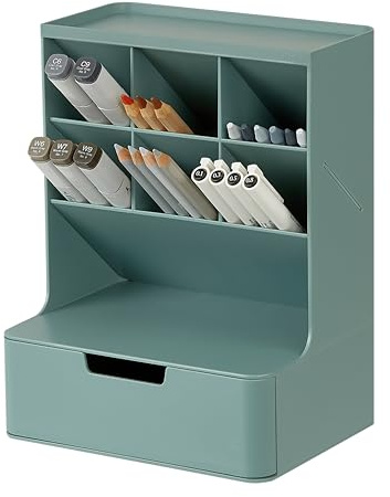 BLUE GINKGO Hive Schreibtisch-Organizer – Vertikale 6 Fächer, volle Schubladenaufbewahrung – Platzsparender Stifthalter, Schreibwarenaufbewahrung – Organizer für Büro, Schulbedarf, Make-up