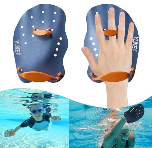 FairyPeach Handpaddles,Schwimmpaddel,Tauchen Hand Paddeln,Schwimmpaddel mit Verstellbaren Riemen,PVC-frei(Blau, S)