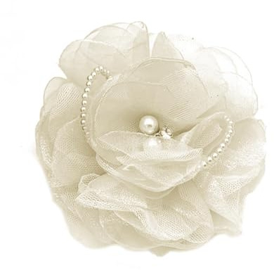 90mm Broches De Fleurs En Tissu Pour Les Femmes Mariée Mariage Perle Pins De Revers Camélia Broche De Fleurs Fête Danse Banquet Accessoire Floral Polyvalent Vêtements Broche Mode Bijoux (Beige)