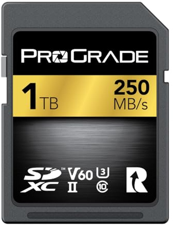 Carte SD UHS-II 1TO V60 - Vitesse d'écriture jusqu'à 130Mo/s et Vitesse de Lecture 250Mo/s | pour Les Professionnels, Cinéastes, Photographes et Conservateurs de Contenu - par Prograde Digital