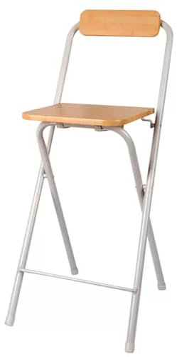 Sgabello da bar pieghevole con schienale, sedia da colazione portatile per cucina, ufficio, giardino, balcone, sgabello alto pieghevole con seduta quadrata