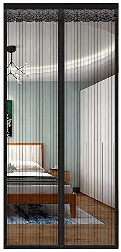 Magnetische Fliegengittertür, 170 x 185 cm, einfach zu installieren, Moskitonetz für Balkon-, Schiebe- und Terrassentüren, kein Bohren, Klebstoff, schwarz, hält Insekten fern, ideal für Wohnzimmer