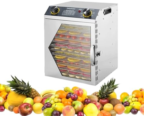 LFfwynog Deshidratador de Alimentos Comercial con Temporizador de 0 a 12 Horas y Temperatura Ajustable digitalmente para Carne Seca, Carne de Res, Frutas, golosinas para Perros y Verduras. 12thfloor