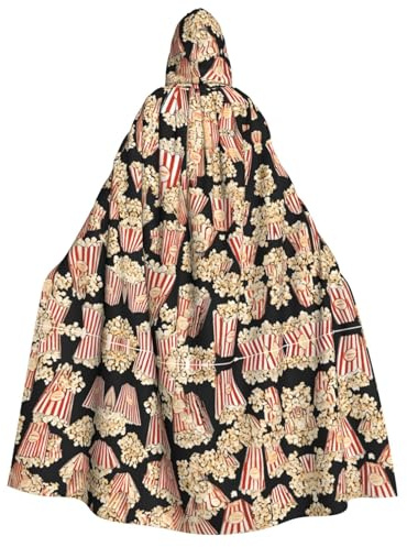 KFRXXZQB Popcorn Print -Print Adults Halloween Cloak Hooded - Full Print Gothic Cape For Festivals, Larp Events & Themed Parties With Machine Washable Fabric
