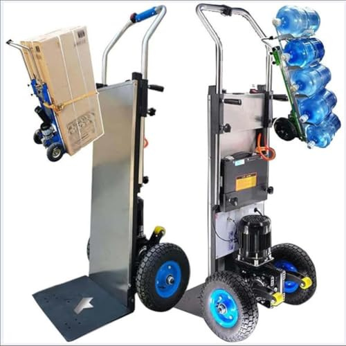 Generisch Elektro Treppensteigerwagen Elektrischer Treppensteigerwagen Tragkraft 400 kg und herausnehmbarer Akku Bürstenloser Motor Sackkarre für Schwere Gegenstände Rauf und Runter