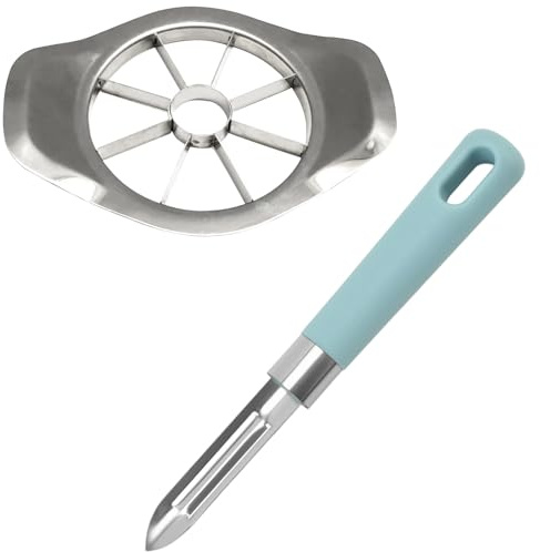 2 PCS Apple Corer Remover, Apple Corer and Slicer, Stainless Steel Cutter with 8 Sharp Blades, Efficient Fruit Tool for Kitchen, Easy to Clean and Store