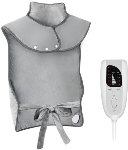 Wärmepads Heating Pad Nacken Schultern Rücken Gewichtetes Heizkissen Schmerzlinderung Elektrisches Heizkissen Geschenke für Frauen Männer-SN-L Silver gray