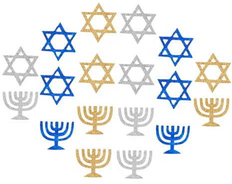 TOPBATHY 100piezas Confeti De Hanukkah Brillantina De Papel De Confeti Decorativo Para Mesas De Fiesta Incluye Candelabros De Estrella De Seis Puntas y