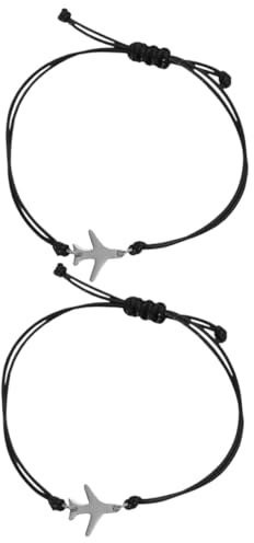 YARNOW 2 pezzi Bracciale Aereo Intrecciato Handmade Regolabile in Corda per Uomo e Donna per Amicizia e Viaggio Regalo Significativo e Confortevole