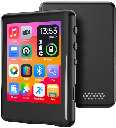 Mp3 Player with Bluetooth 5.4,Portable Music player with Speaker,FM Radio,Voice Recording,Earphones,for Kids,Built-in Micro SD Card Slot,Full Touch Screen Easy to Use,Max 512GB Expand