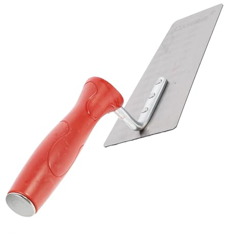GLEAVI Truelle de Maçonnerie Plate en Acier Manganèse Manche Plastique Rouge – Spatule de Finition Résistante pour Plâtrage Grattage et Application de Mortier – Outil Construction