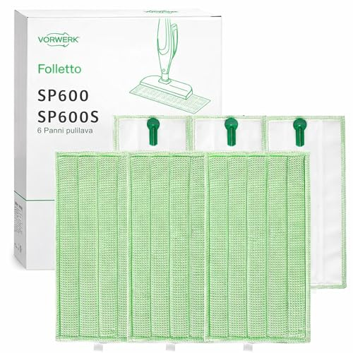 DONNARIX 6 Panni Folletto - MISURA 100% COMPATIBILE: 32,5 x 16,5 cm - Lavapavimenti Compatibili SP600 e SP600S in Microfibra Lavabili e Riutilizzabili per Pavimenti Multisuperficie