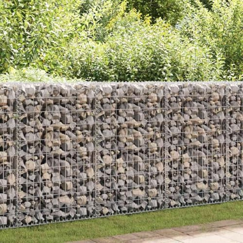 Gabion Wall with Cover, Galvanised Steel, 60 x 50 x 100 cm, Robust Privacy Screen for Garden and Landscape, High Load Capacity, Durable