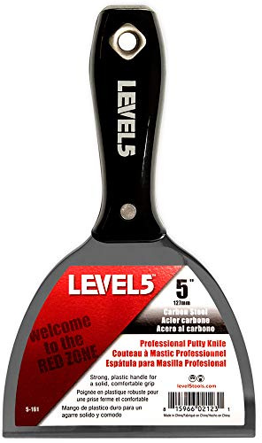 5 Carbon Steel Drywall Joint Knife - LEVEL5 | Pro-Grade | Metal Hammer End | Sheetrock Gyprock Plasterboard Mud | 5-161