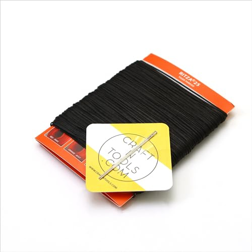 RITZA 25 Tigergarn für Lederhandwerk, gewachstes Polyester-Sattelgarn, 0,6 mm, Schwarz