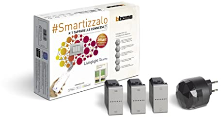 BTicino Kit Tapparelle Connesse Livinglight Smart SNT3602KIT, Per Alzare/Abbassare le Tapparelle con App o Assistenti Vocali, 1 Gateway Plug-in Nero S36GWGC e 3 Comandi Tapparella Connessi NT4027C