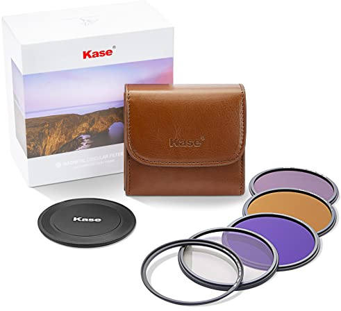 Kase 77mm Professionelles Magnetfilter-Kit CPL+ND8+ND64+ND1000+Vorderer Objektivdeckel+Adapterring+Filterbeutel, stoßfest, mehrlagige Antireflexbeschichtung