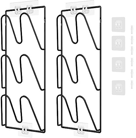 Aisny Topfdeckelhalter, Selbstklebender Topf- und Pfannendeckelhalter 3 Schlitzen, 2 Stück Topfdeckel-Organizer Deckelhalter aus Metall für Schranktür Wand