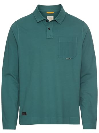 camel active Herren Langarm Poloshirt aus Reiner Baumwolle Dunkelgrün, Menswear-XXL