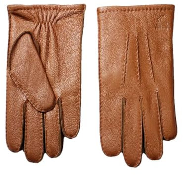 Damen Winter Fahren Leder Hirschleder Handschuhe Wollfutter Wärme Motorrad Reiten Fahrer Fingerhandschuhe Hellbraun 9,5