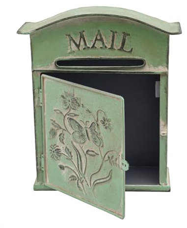 ACROSSPART Cassetta della posta in stile rustico, vintage, per giardini e ingressi (verde)
