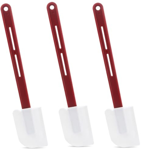 Silicone Rubber Spatula Pack of 3, 10-Inch Commercial Silicone Spatulas, Rubber Baking Spatula Set Resistant to High Heat, Nonstick & Dishwasher Safe (3 in 10-Inch/Size S)