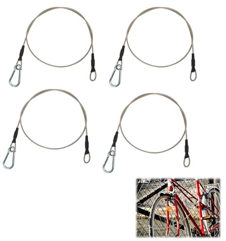 Conjunto de 4 Cables de Seguridad de Acero Inoxidable de 3 mm - Cables Trenzados Antirrobo para Bicicletas, Motocicletas y Equipos de Exterior, con Doble Bucle para Mayor SeguridadB0B3XLM62F