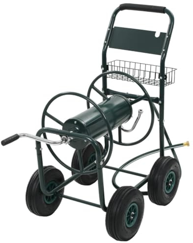 Generic Chariot à Tuyau D'arrosage en Acier avec Connecteur de Tuyau, capacité de 75 M, pour Outils de Jardin, organisé et Robuste
