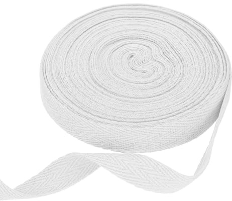 QUARKZMAN Nastro in Cotone A Spina di Pesce 15mm X 10 Metri Nastro A Treccia Nastro Arrotolato Nastro A Bordo Obliquo per DIY Cucito Confezione Regalo Bianco