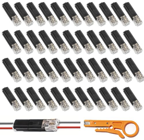 50 PCS 2 Pin Wire Connectors, Electrical Wire Connectors, | Quick Connect Crimp Terminals for LED Strips, Speaker, 12V Systems, Waterproof Electric Cable Connector Blocks