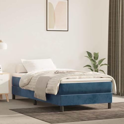 toolkix Taschenfederkernmatratze Mittel Dunkelblau 90x210x20 cm Samt mit ergonomischer Unterstützung für Rücken- und Bauchschläfer ideal für Schlafzimmer und Gästebett