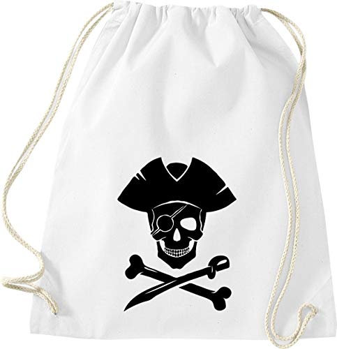 Shirtinstyle Gym Sack Turnbeutel Sailing Motive Seeräuber, Heimat, Urlaub, Segeln, Wassersport, Farbe Weiss