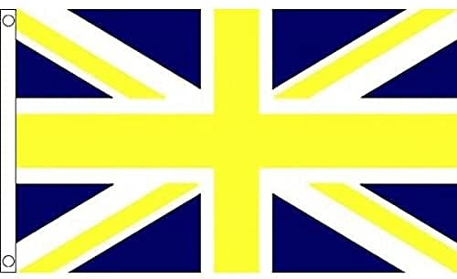 AZ FLAG Bandiera Regno Unito Blu e giallo 150x90 cm 2 Occhielli | Uso interno ed esterno bandiera decorativa inglese Union Jack Blue and Yellow doppie cuciture e bordi rinforzati