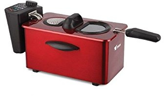 Friteuse à huile avec technologie zone froide, 3,5 litres, Avec régulateur de température, Lavable au lave-vaisselle, 2000 Watts, rouge