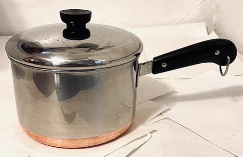 Vintage Revere Ware Copper Clad Stainless Steel 3 QT Saucepan w/ Vented Lid