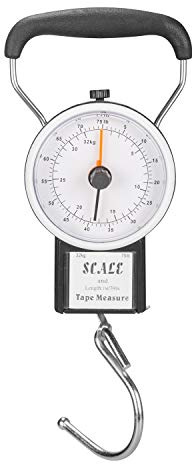 Manual Luggage Scale w/Built-in Tape Measure Weighs Bags-To 75lbs.- Measures Bag Up To 39 Black-One Size