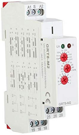 Relé de Retardo GRT8-M2 Montaje en Carril DIN Interruptor de Relé de Retardo de Tiempo con 10 Funciones AC/DC 12V-240V