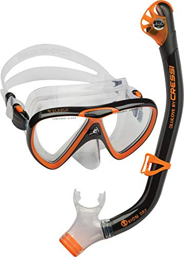 Cressi Ikarus & Orion Dry Schnorchelset - Premium Schnorcheln Set mit Schnorchel und Taucherbrille für Erwachsene