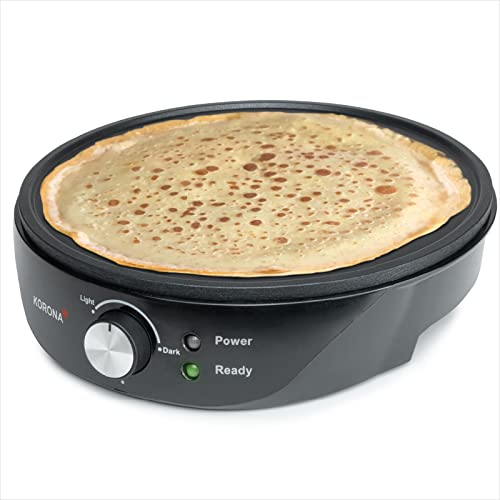 Korona 41055 Crêpesmaker 1200 Watt max. Durchmesser ca. 30 cm einfach zu reinigen dank Antihaft-Beschichtung inkl. Teigverteiler schwarz