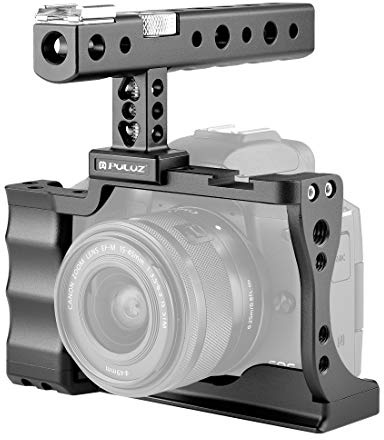 PULUZ Lega di Alluminio Della Macchina Fotografica Gabbia Stabilizzatore per Canon EOS M50 con Maniglia per Video Vlog Accessorio Montaggio Compatibile con Canon EOS M50