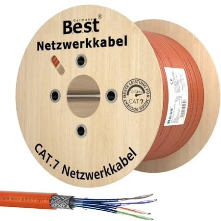 Germany B.e.s.t CAT 7 Kabel 500m Simplex Verlegekabel S/FTP LAN Kabel – 10 Gbit/s, PoE+ geeignet, LSZH