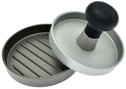 Dehner Hamburgerpresse, Ø 11.3 cm, Höhe 7.8 cm, Aluminium, schwarz/silber
