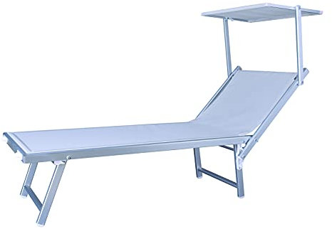 Papillon Tumbona de aluminio con parasol cónico blanco 181 x 61 x 39/78 cm