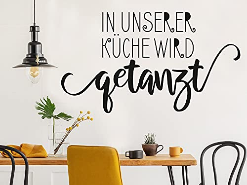 GRAZDesign Wandtattoo In unserer Küche wird getanzt | Küchenaufkleber selbstklebend - 71x40cm / 070 schwarz